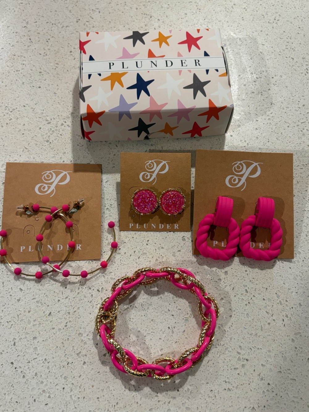 Plunder Design Barbie Pink Rope Bracelet and Hoop Earring Set